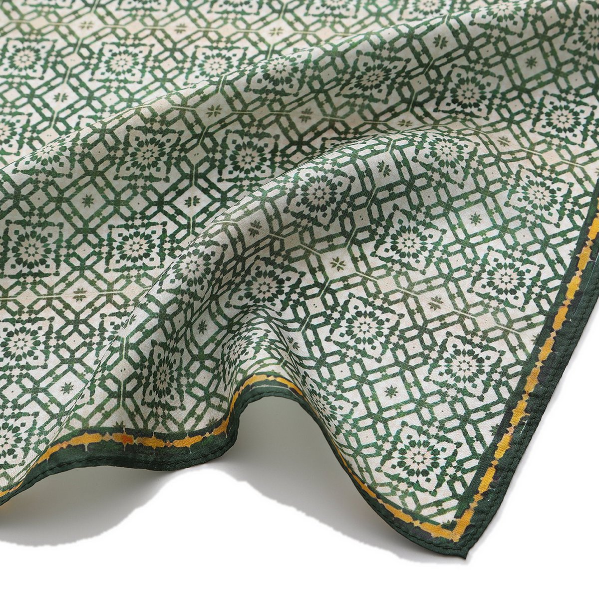 Green Silk Square Scarf Azahar