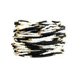 Masai-Perlenarmband Schwarz-Weiß-Gold-Mix