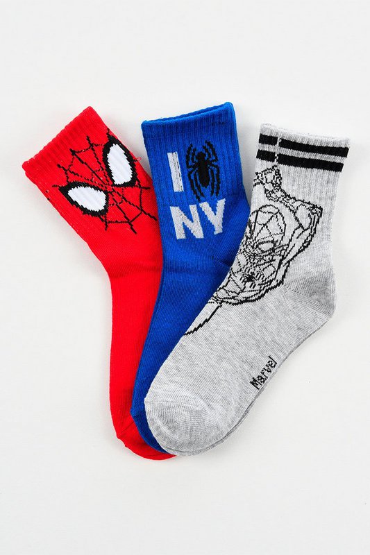 Lote de 96 Unidades | Pack 3 Calcetines Tenis Spiderman Infantil | Productos con licencia oficial | Grupo CIUDAD SOL
