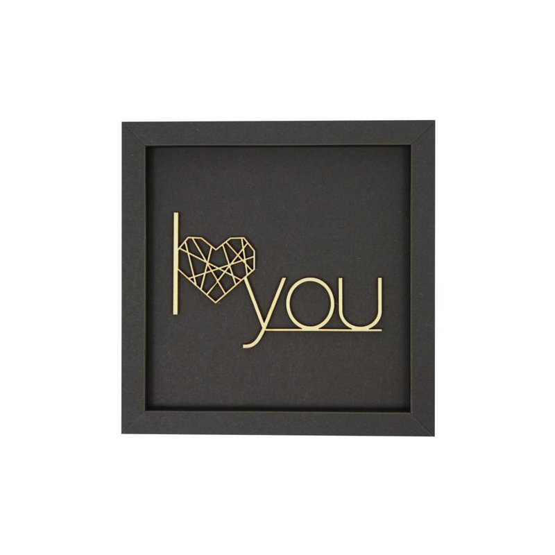 I LOVE YOU frame card wood lettering magnet
