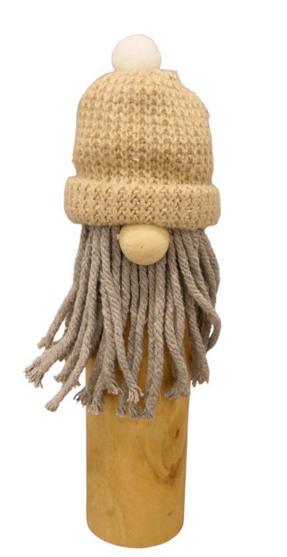 SANTA WOOD W/HAT    1PC       NAT-CREME