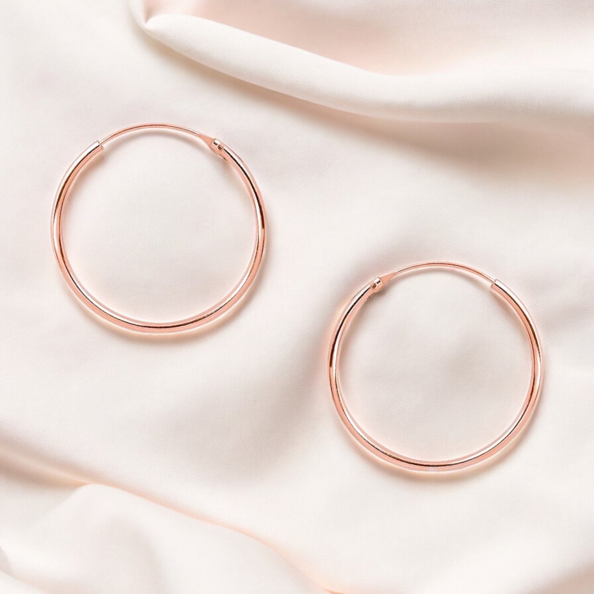 Klassieke 25 mm oorringen gemaakt van 925 sterling zilver - 18K roséverguld, ronde buis van 1,1 mm - OHR925-153