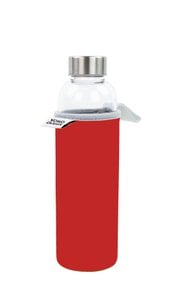 GLASS BOTTLE 500 ML WITH NEOPRENE SLEEVE RED