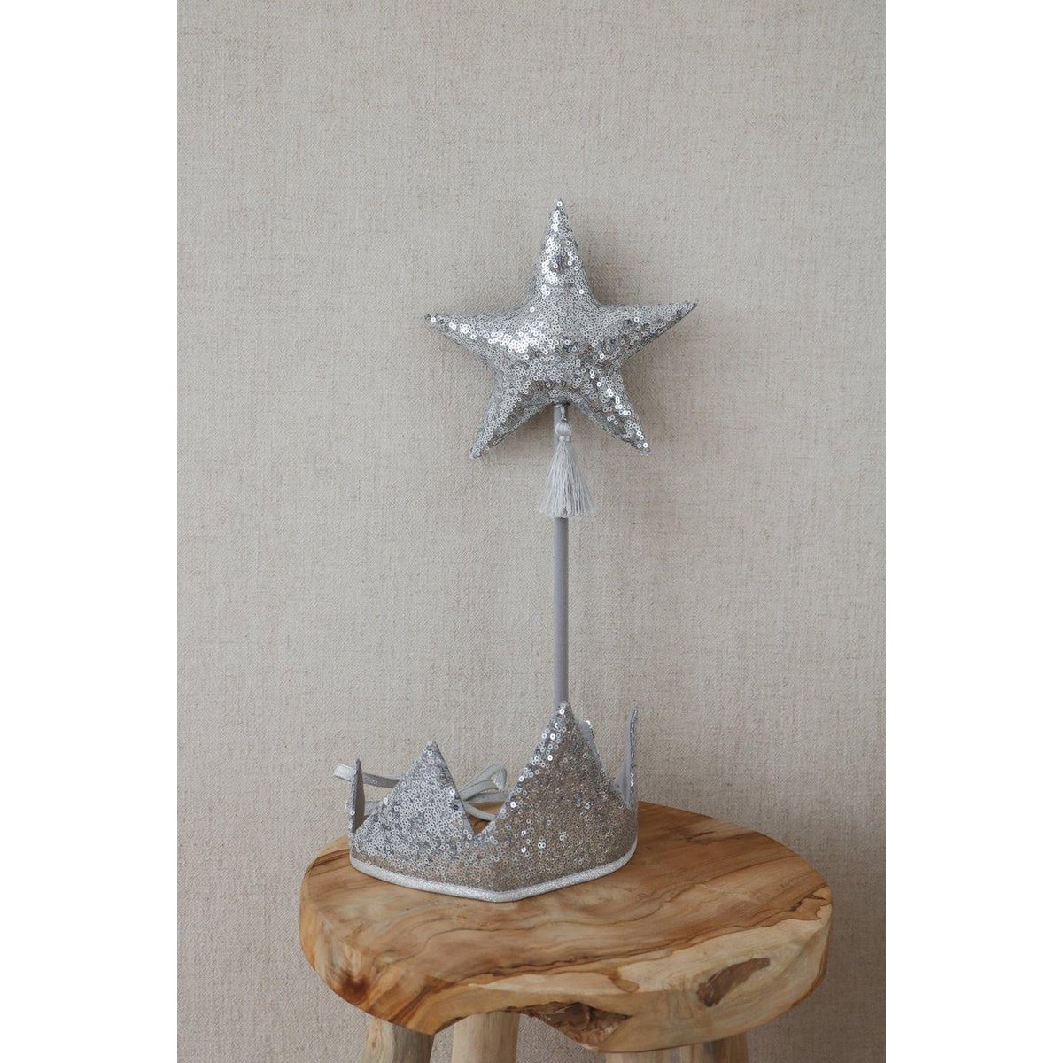 “Silver Sequins” Crown and Wand Magic Set