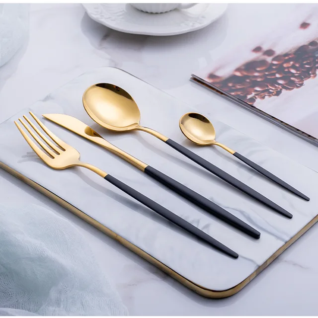 4er-Besteckset - Dünner Griff - Matte Oberfläche - 5 Farben erhältlich