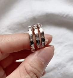 Samoa - Dainty Baguette Crystal Gold Band