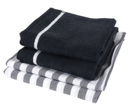 100% Bawełna Tekstylia Kuchenne Mix&Match 4 sztuki Stripe szary