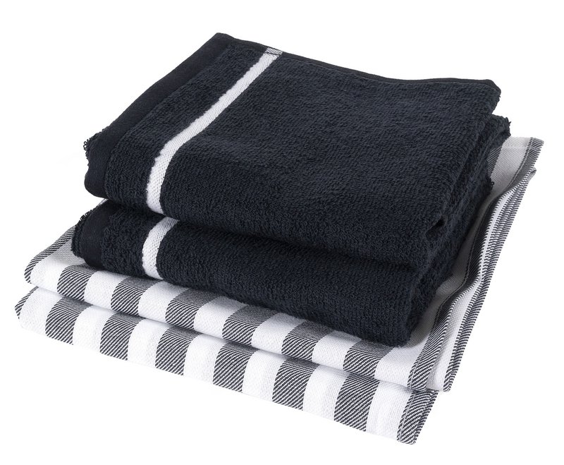 100% bomuld Køkkentekstil Mix&match 4 stykker Stribegrå