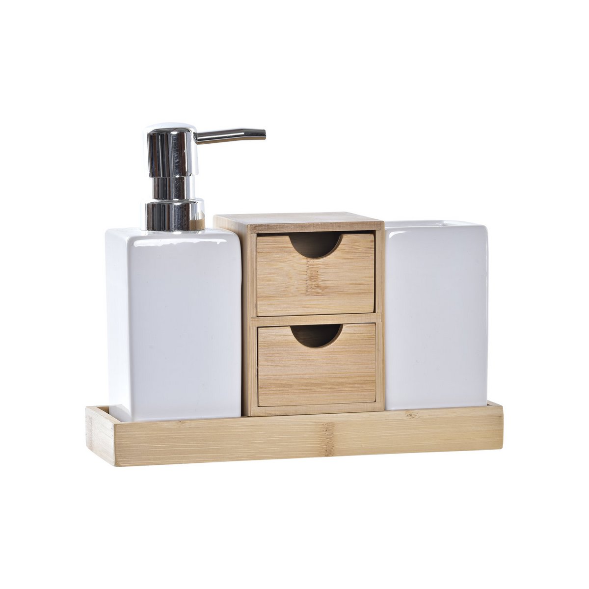 BAÑO SET 4 DOLOMITE BAMBU 20,5X6,8X17 NATURAL PB197315