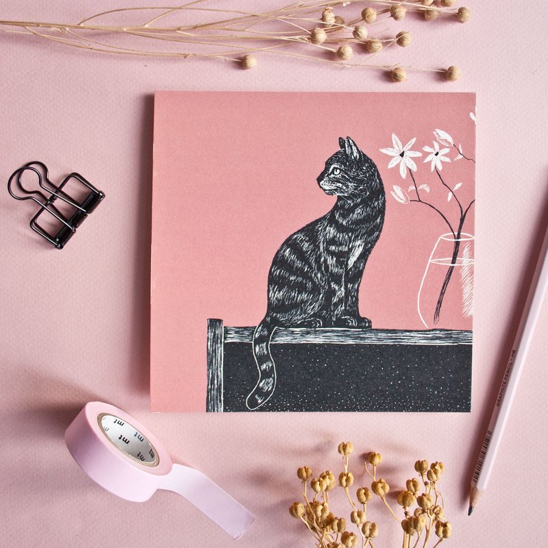 Postkarte | Katze mit Vase