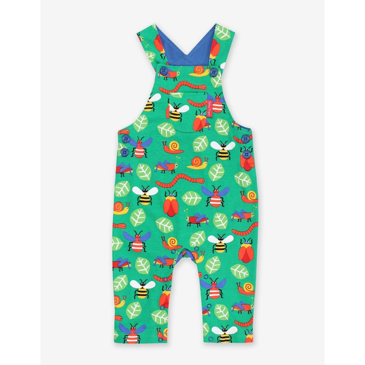 Organic cotton children dungarees with insect printing