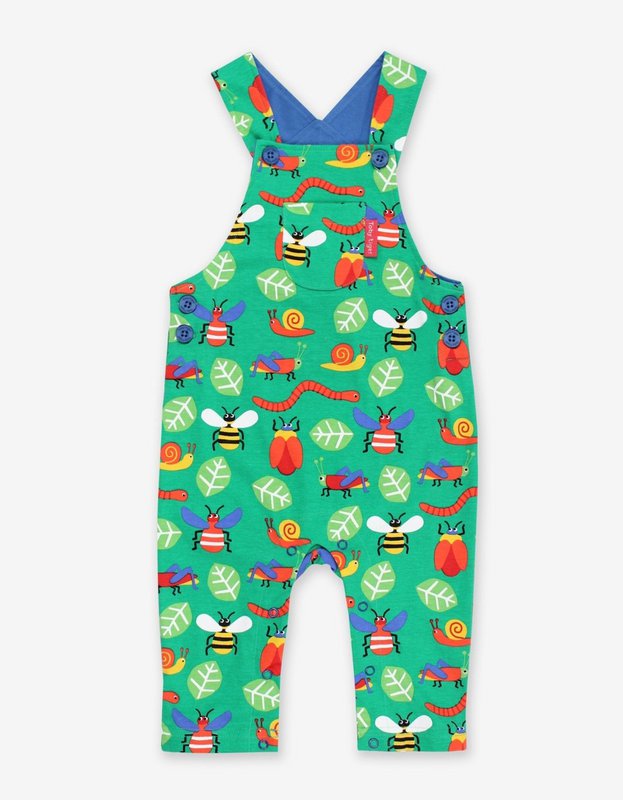 Organic cotton children dungarees with insect printing