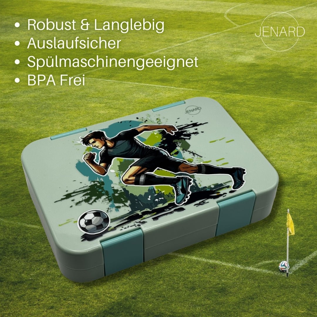 Kinderlunchbox met vakken - voetballer mint | JENARD®
