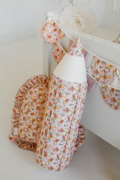 Coussin coeur double face avec volant « jardin vert »