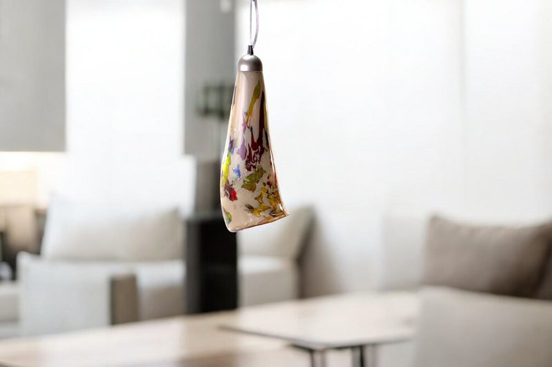 Lampe suspendue Linea multicolore Long | Pendent en verre | Lampe suspendue du design