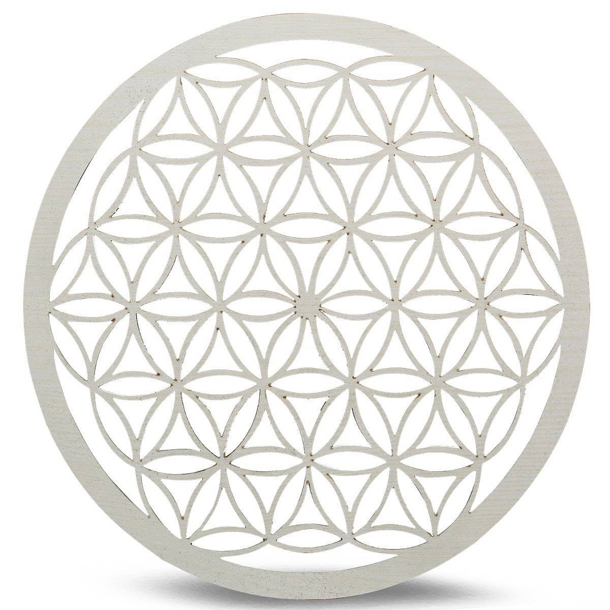Bandeja Rejilla Madera Cristal Flor de la Vida Blanco 20 cm