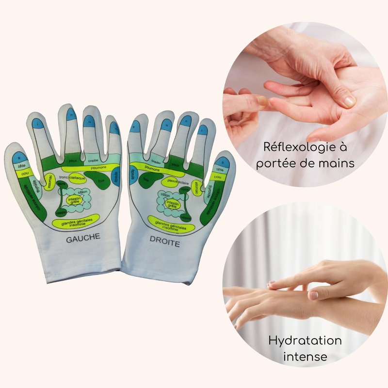 Zmiękczające rękawice SPA do refleksologii - Pielęgnacja dłoni z żelem Jojoba i oliwą z oliwek, witaminą E i lawendą - Nawilża i przywraca dłoniom miękkość i sprężystość