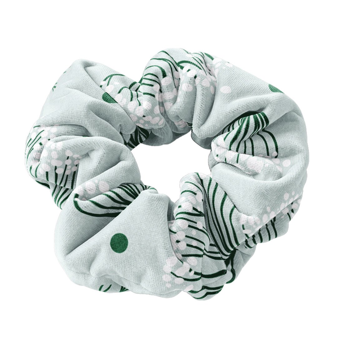 Soft Touch Velvet Scrunchie - Dill pattern