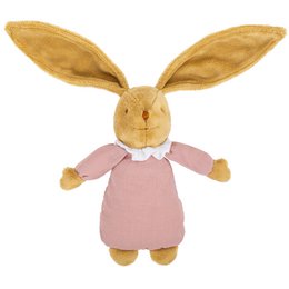 Lapin Nid d'Ange Doudou Musical - Vieux Rose 25Cm Coton Bio