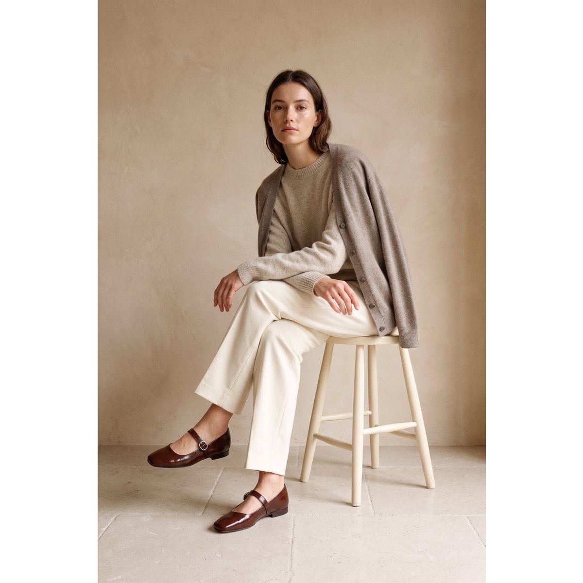 YOTA CASTAGNA BRUIN – Mary Jane flats van lakleer