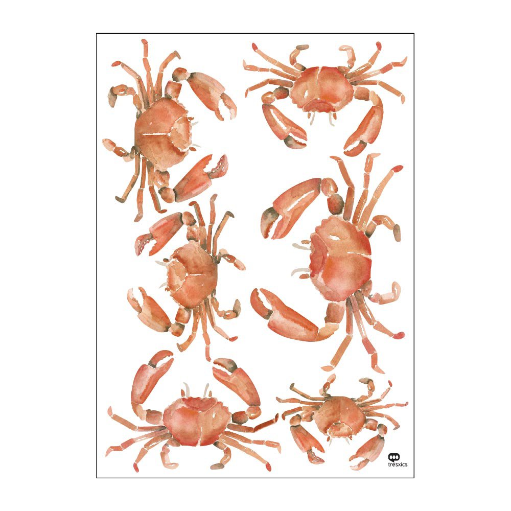 Watercolor crab wall sticker