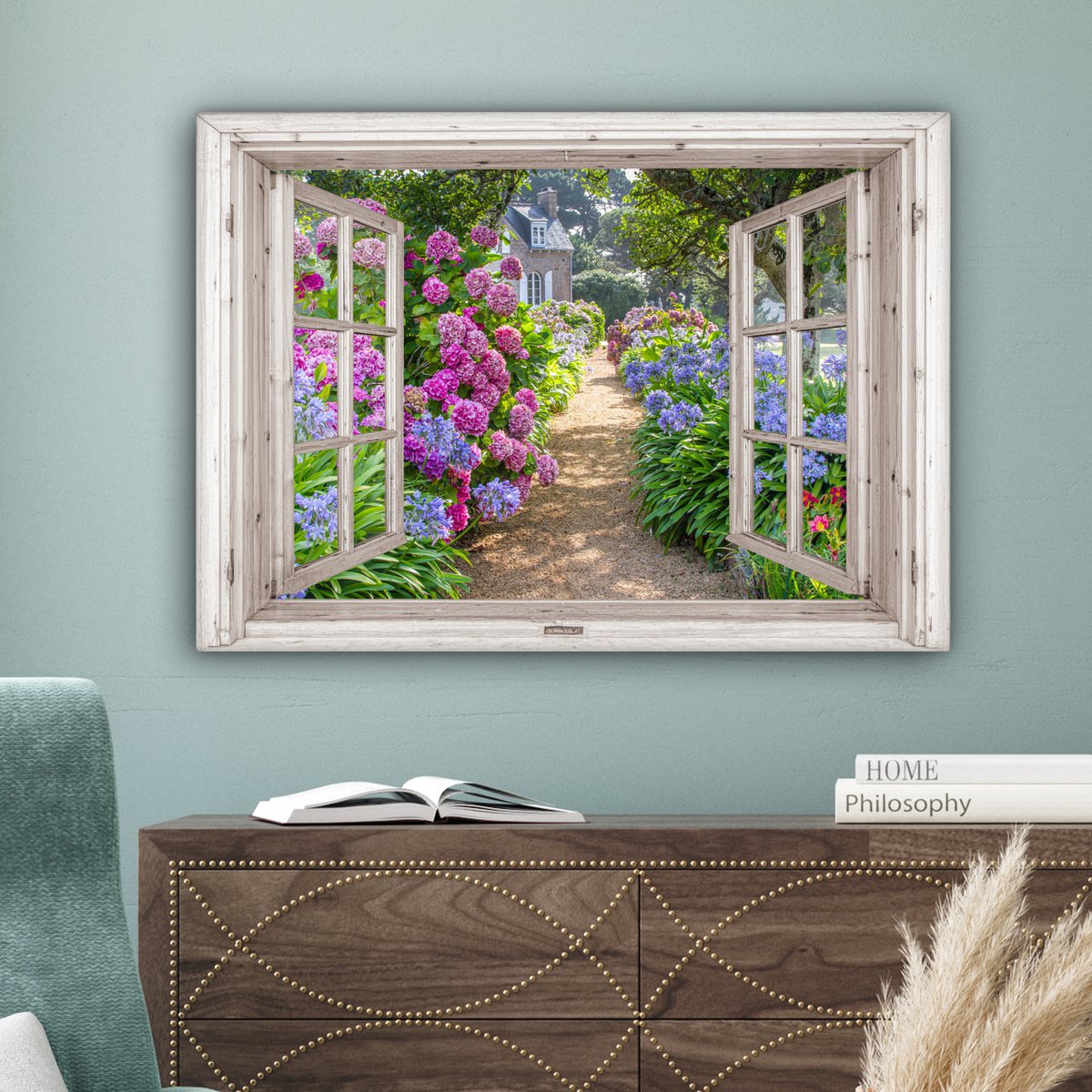 Leinwand Malerei - Wanddekoration - Hortensia - Blick - Blumen - Sommer - Lila - Pad