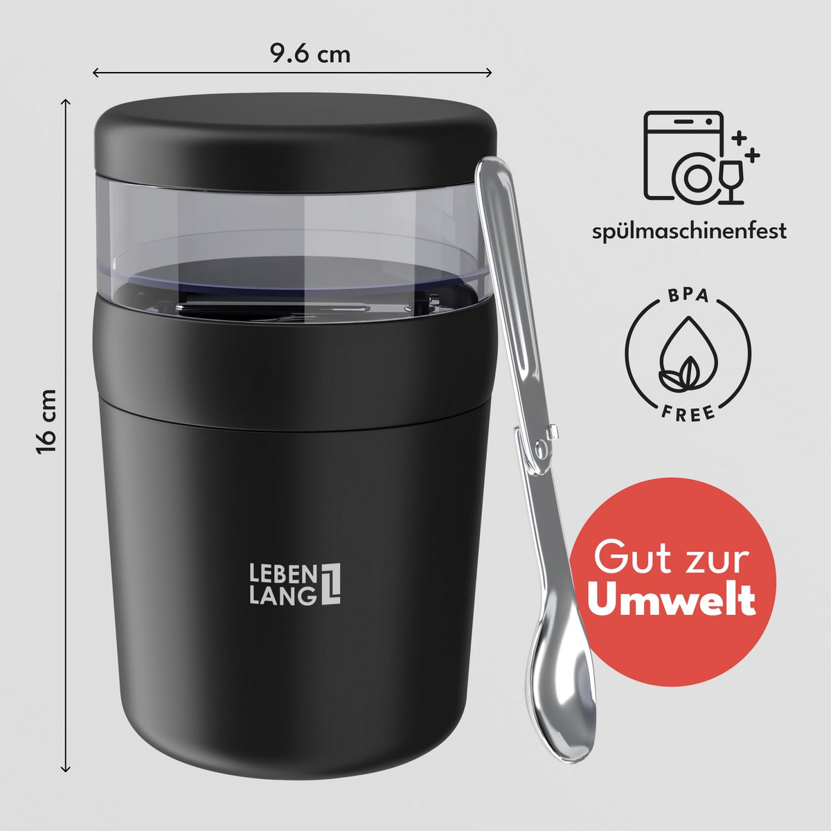 Taza de cereales para llevar de por vida con cuchara - pared interior aislante de acero inoxidable y 650 ml I taza de yogur para llevar taza de cereales taza de cereales para llevar taza para gachas yogur yogur niños y adultos en movimiento