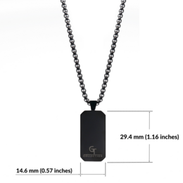 Collana in acciaio inossidabile nero maschile con ciondolo per gli occhi tigre rettangolo