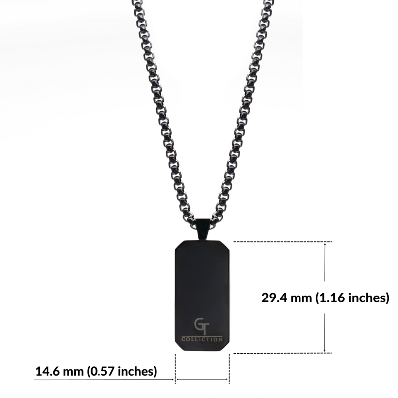 Collana in acciaio inossidabile nero maschile con ciondolo per gli occhi tigre rettangolo