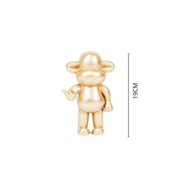 Ornament - Hæng Monkey Figurin 'The Legend' - Polyresin - Gold - 11x7x19cm