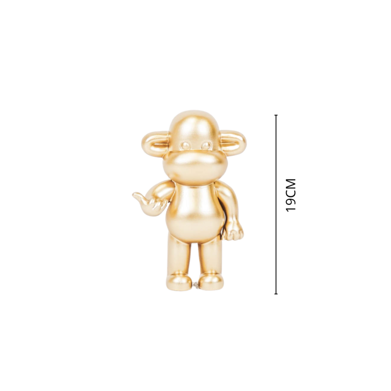 Ornament - Hæng Monkey Figurin 'The Legend' - Polyresin - Gold - 11x7x19cm