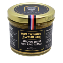 Artichoke spread with black truffles. A savory spread made from artichokes and infused with the rich, earthy flavor of black truffles.