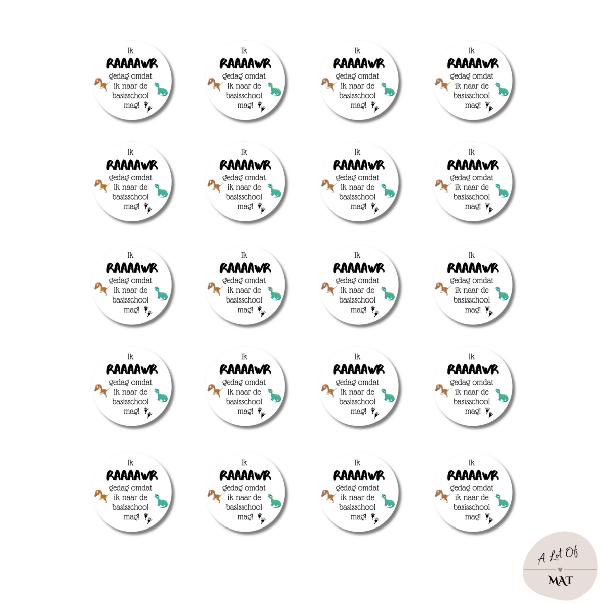 Treat sticker | I raaawr hello | 20 stickers per sheet