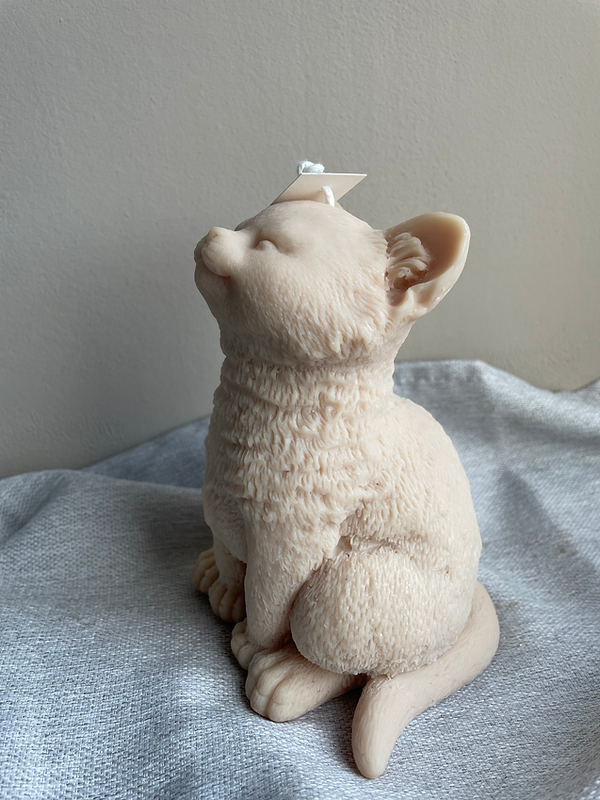 Świeca CAT XL | Świeca z rzeźbą zwierząt | Silke-Amsterdam