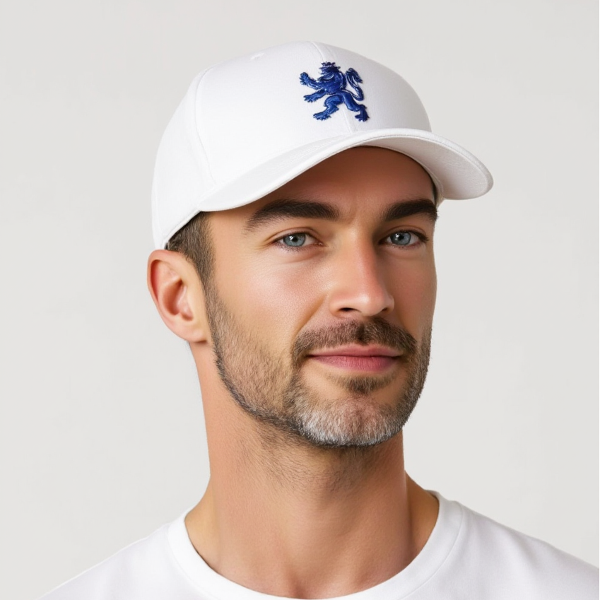 O.Leo Baseballpet - Wit - Blauwe leeuw - Unisex