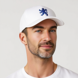 O.Leo Baseballkappe – Weiß – Blauer Löwe – Unisex