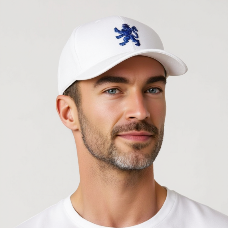 O.Leo Baseballkappe – Weiß – Blauer Löwe – Unisex
