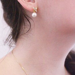 Pendientes Chris Pearl - Oro y Cristal