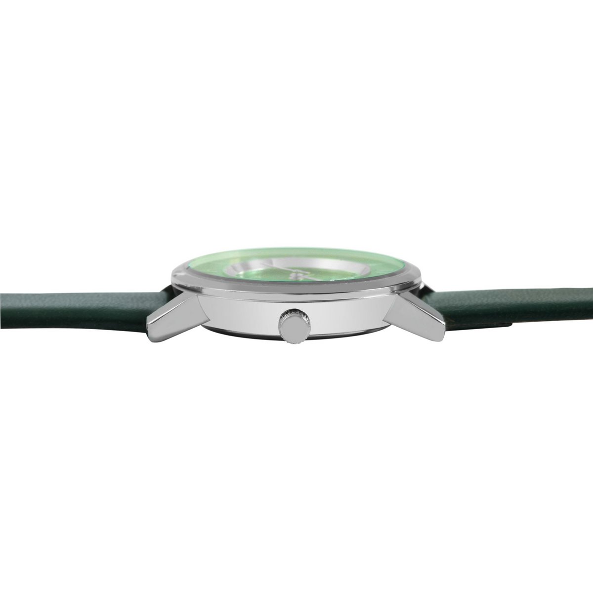 Adrina women's watch with imitation leather strap, Ø 32 mm, dark green/silver