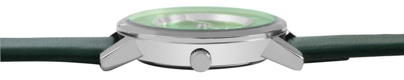 Adrina women's watch with imitation leather strap, Ø 32 mm, dark green/silver