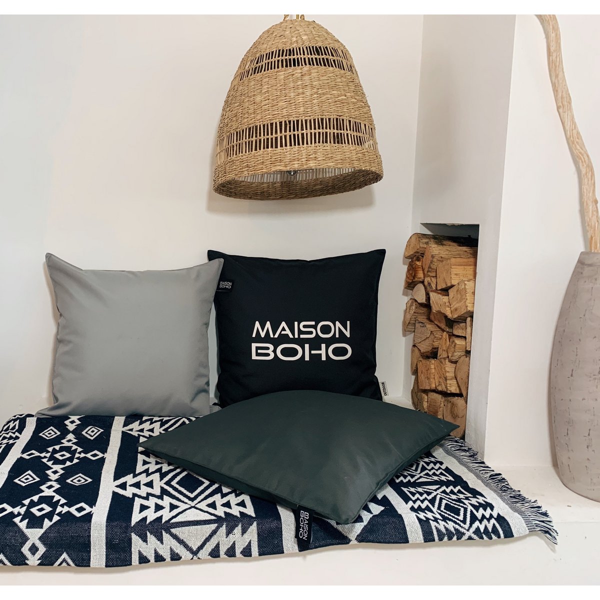 Cushion cover Capetown Black Outdoor