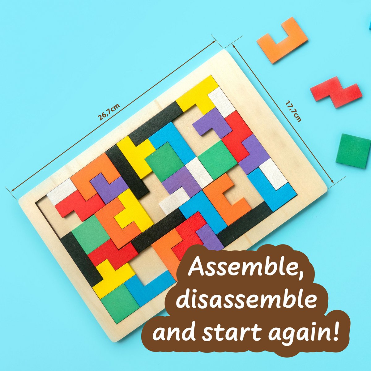 Tetris Holzspielzeug für Kinder (7 Sprachen)