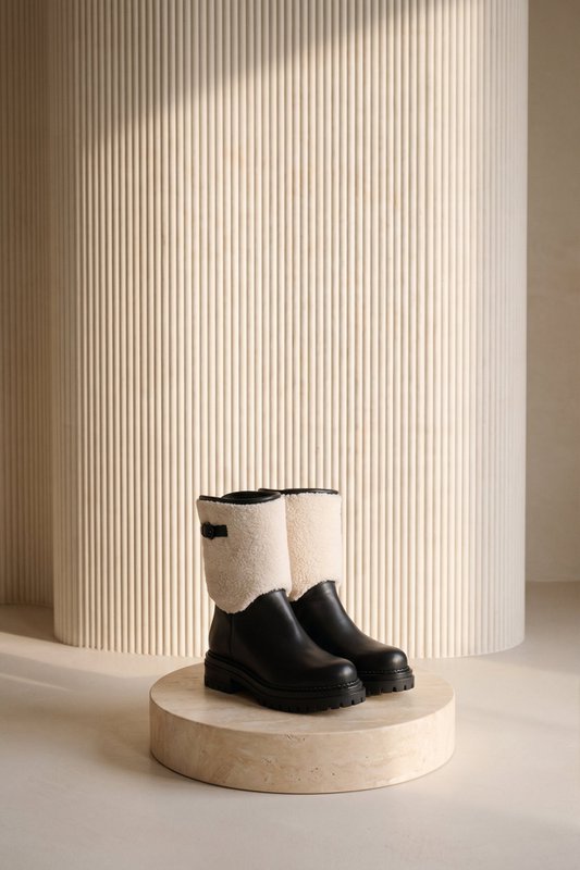 WELL BLACK – Winterstiefel aus Kunstfell und Leder