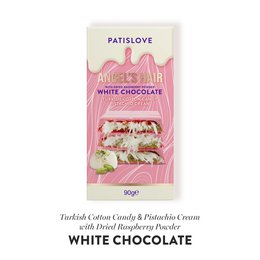Angel's hår Hvid chokolade med tørret hindbærpulver, 90 g