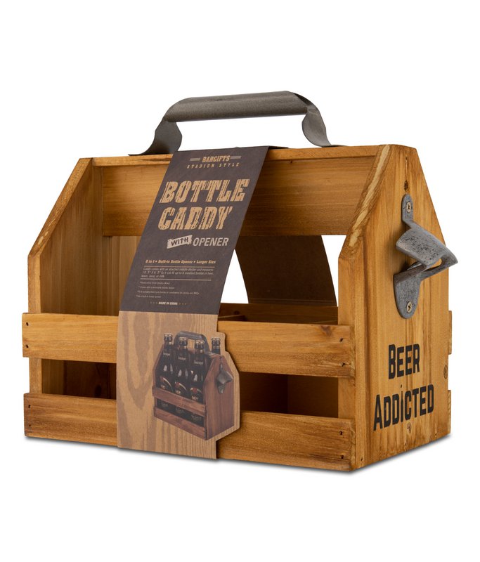 Caddy in legno per 6 bottiglie di birra