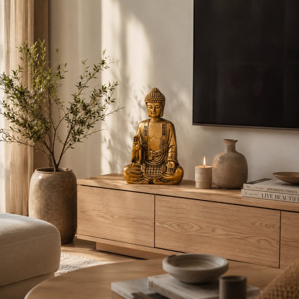 Statua di Bodhi in oro - Decorazione Zen e Feng Shui - Per creare un'atmosfera rilassante e spirituale - Idea regalo fortunata