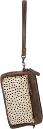 Telefontasche dunkelbraunes Leder mit Tierdruck dunkelbrauner Damenbeutel kleiner Crossbody