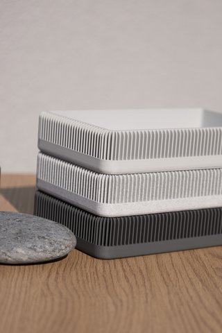 Sleek Rectangular Cool Tone Trays - Modern Ribbed Design, Perfect for Desk, Entryway, Coffee Table, or Home Organization Needs