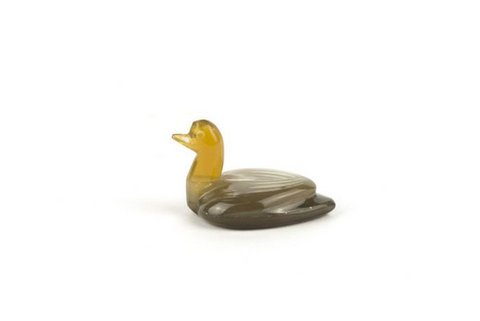 Set of 6 duck knife holders in blond horn