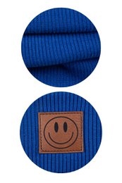 Komplet czapka i komin SMILE - bawełna - chabrowy